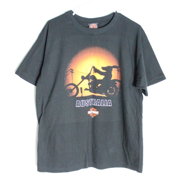 Harley Heaven Australia Kangaroo Biking Tee Large - Picture 1 of 7